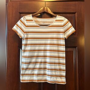 Ann Taylor Factory Striped Cotton Modal Tee Shirt Size Small